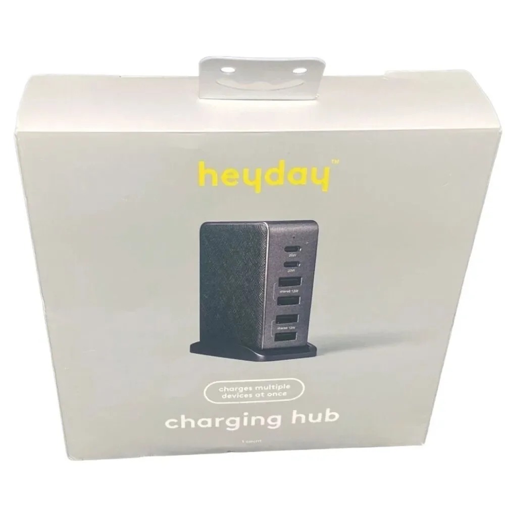 64W USB C Charging Station 6 Port Fast Charger Multiple Devices Black New
